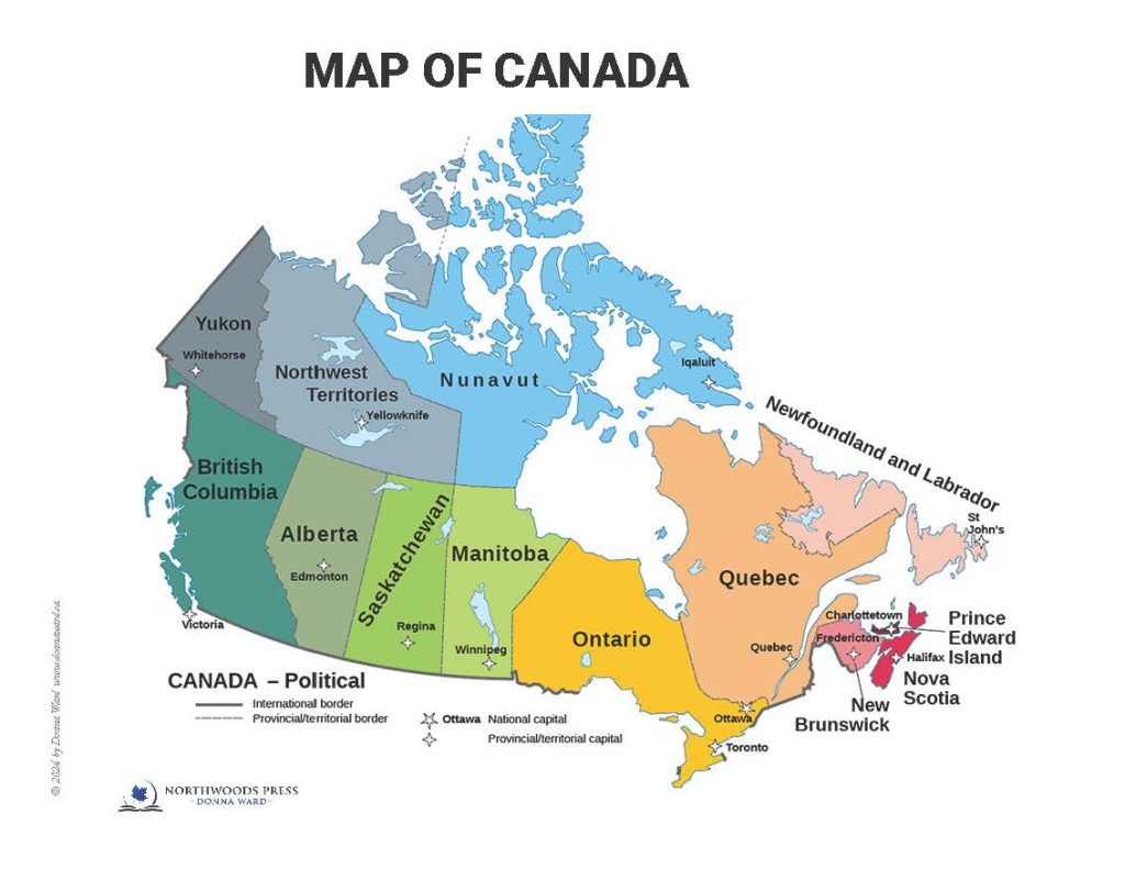 Printable Political Maps of Canada - Northwood Press